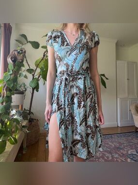 Y2K 100% silk wrap dress